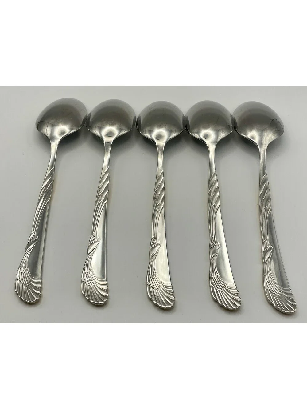 (5) Sasaki WINGS Gold Accent Gerald Patrick Stainless Place Spoon Lot ~ 7 5/8”